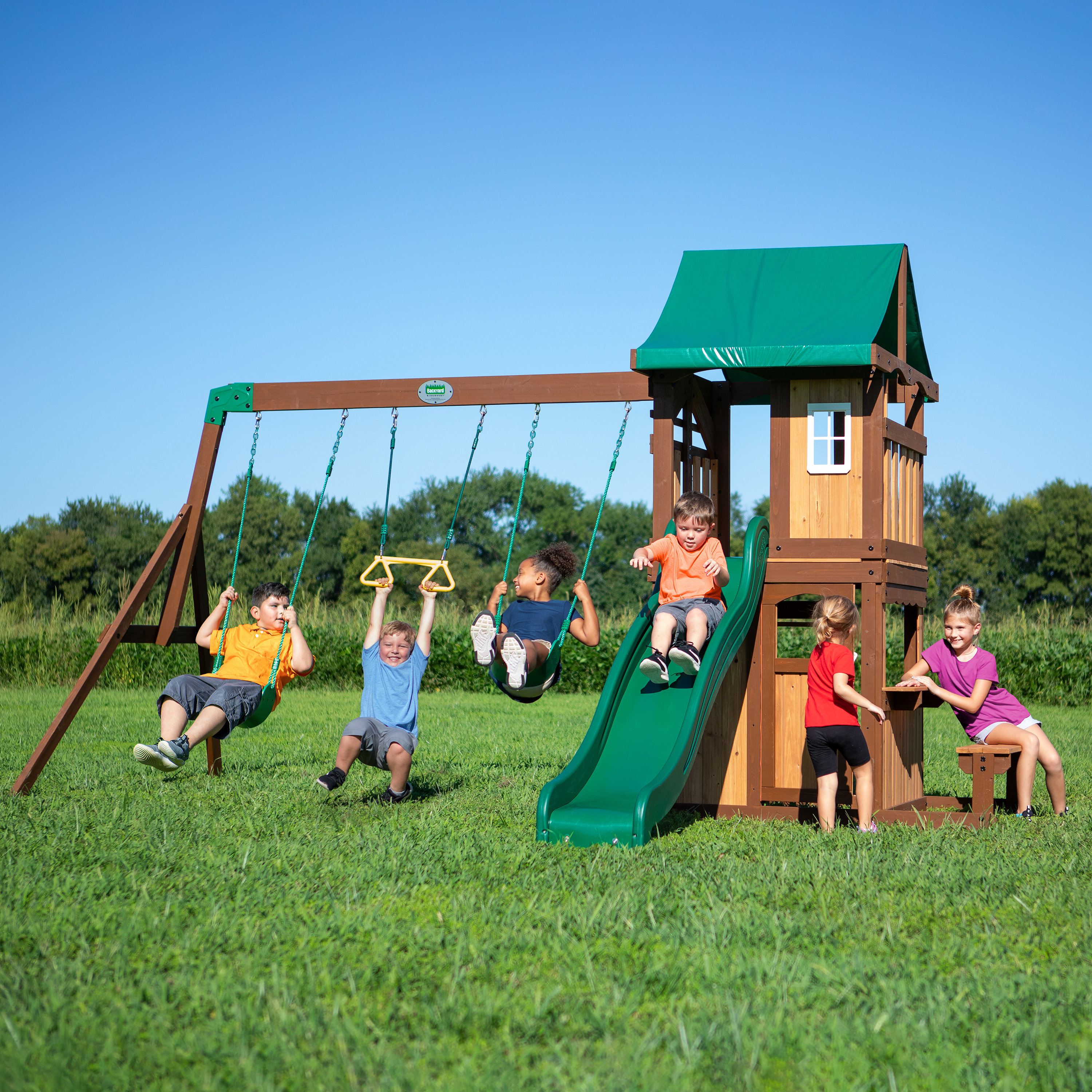 Backyard Discovery Lakewood All Cedar Swing Set Reviews Wayfair